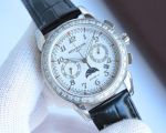Patek Philippe Complications 9100 Movement 316L Steel 40mm Waterproof 50m Diamond Bezel Watch